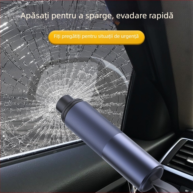 Cioc de siguranță auto multifuncțional cu întrerupător de geam tip pin și tăietor pentru centură, aliaj de aluminiu, 110 g, origine Guangdong, brand Fawn running