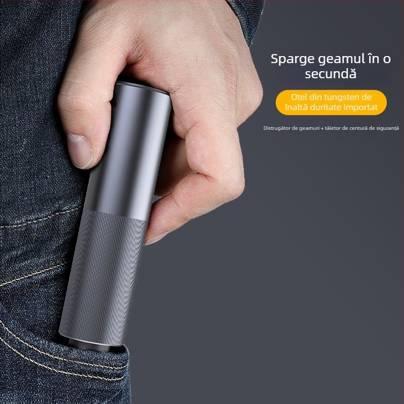 Cioc de siguranță auto multifuncțional cu întrerupător de geam tip pin și tăietor pentru centură, aliaj de aluminiu, 110 g, origine Guangdong, brand Fawn running