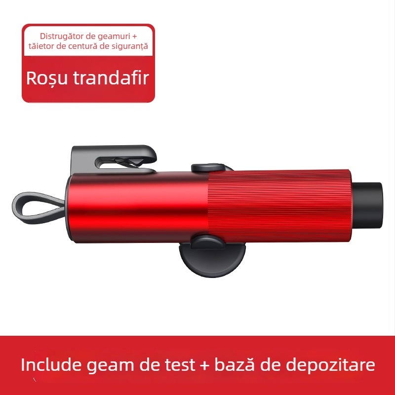 Cioc de siguranță auto multifuncțional cu întrerupător de geam tip pin și tăietor pentru centură, aliaj de aluminiu, 110 g, origine Guangdong, brand Fawn running