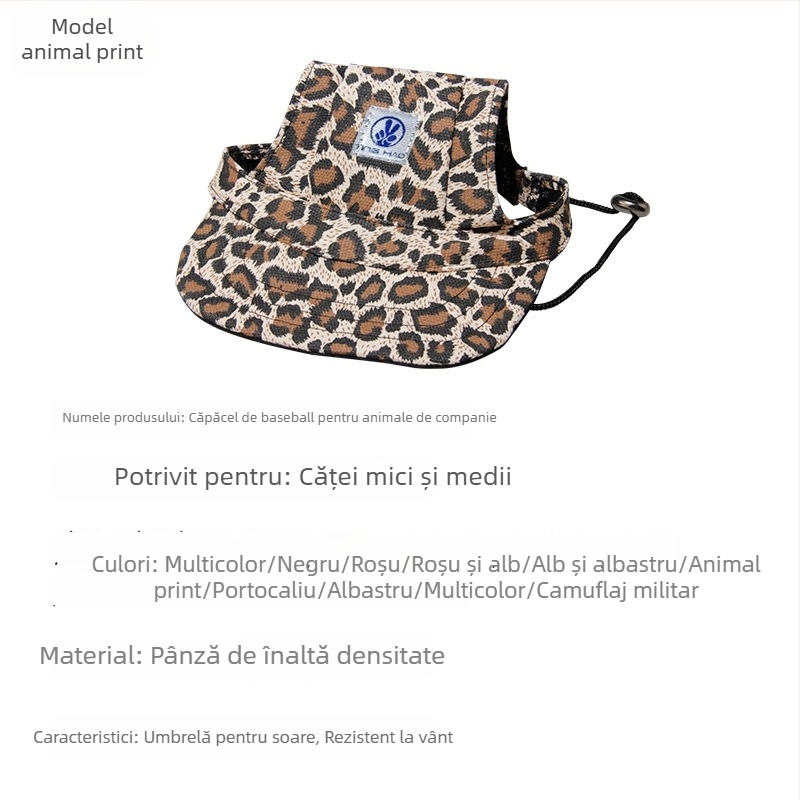 Șapcă pentru animale de companie, outdoor, poliester, twill țesut, imprimare, patru sezoane, stil casual