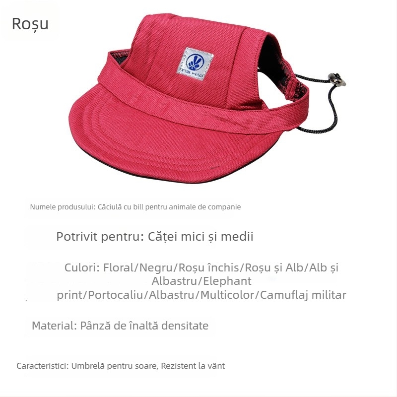 Șapcă pentru animale de companie, outdoor, poliester, twill țesut, imprimare, patru sezoane, stil casual