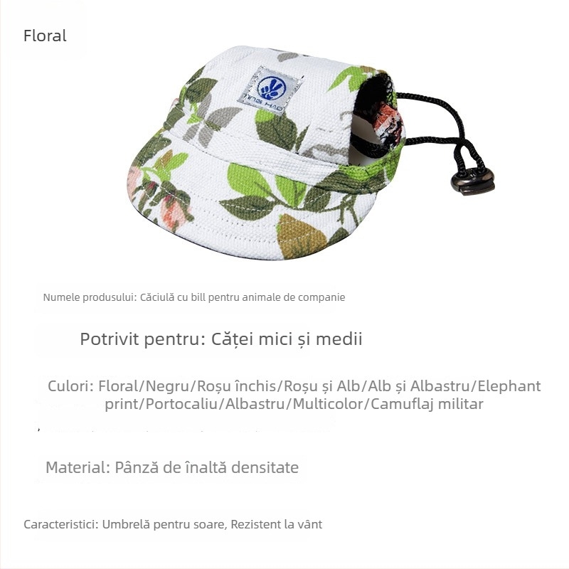 Șapcă pentru animale de companie, outdoor, poliester, twill țesut, imprimare, patru sezoane, stil casual