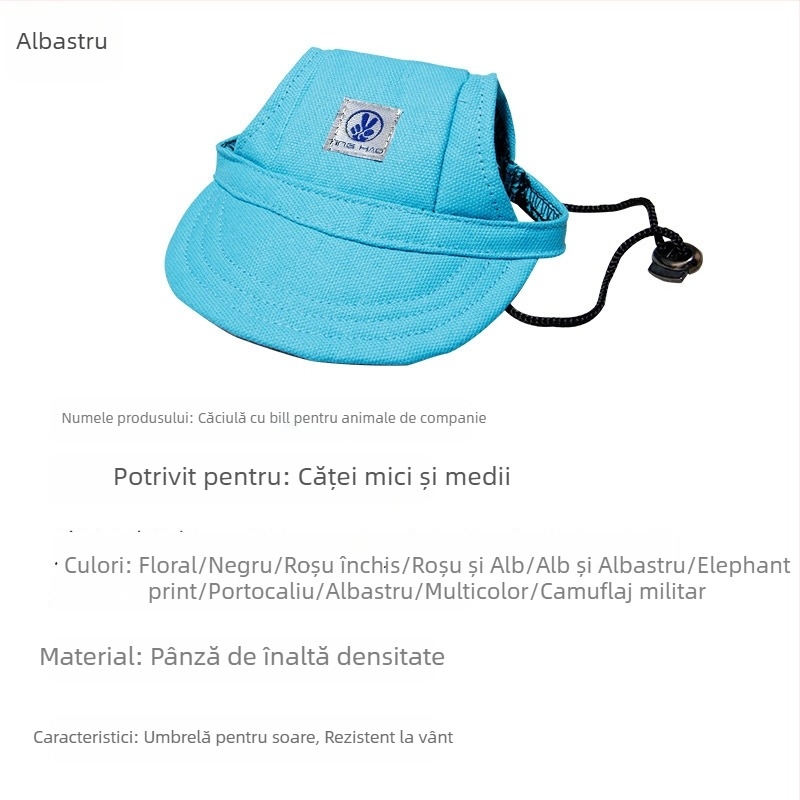 Șapcă pentru animale de companie, outdoor, poliester, twill țesut, imprimare, patru sezoane, stil casual