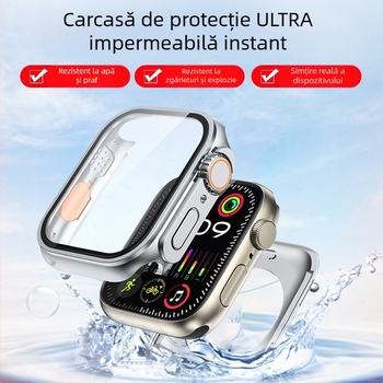 Apple Watch S8/S9 carcasă de protecție impermeabilă – PC + folie temperată, acoperire 360°