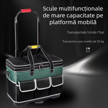 Geantă de unelte cu roți din pânză - durabilă, rezistentă la uzură, grosime suplimentară, capacitate mare, pentru electricieni