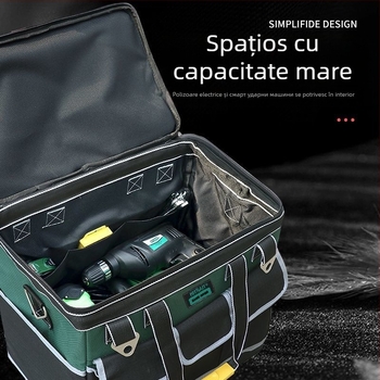 Geantă de unelte cu roți din pânză - durabilă, rezistentă la uzură, grosime suplimentară, capacitate mare, pentru electricieni