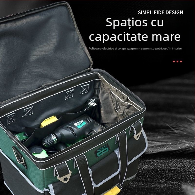 Geantă de unelte cu roți din pânză - durabilă, rezistentă la uzură, grosime suplimentară, capacitate mare, pentru electricieni