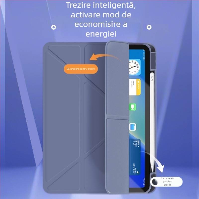 Husă iPad 2-în-1, acrilic, subțire și ușoară; protecție la șocuri, anti-amprentă, disipare a căldurii, închidere magnetică, funcție de somn suportată