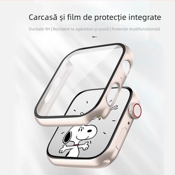 Husa de protecție pentru Apple Watch cu protecție a ecranului din sticlă securizată integrată și curea PC semi-învelită, compatibilă cu 49mm Ultra