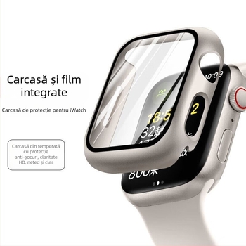 Husa de protecție pentru Apple Watch cu protecție a ecranului din sticlă securizată integrată și curea PC semi-învelită, compatibilă cu 49mm Ultra