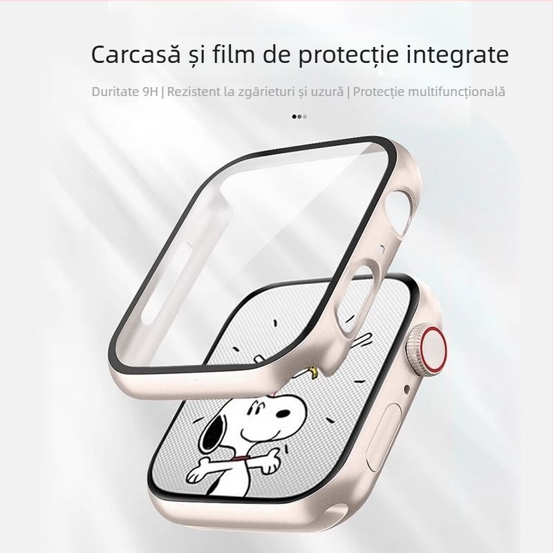 Husa de protecție pentru Apple Watch cu protecție a ecranului din sticlă securizată integrată și curea PC semi-învelită, compatibilă cu 49mm Ultra