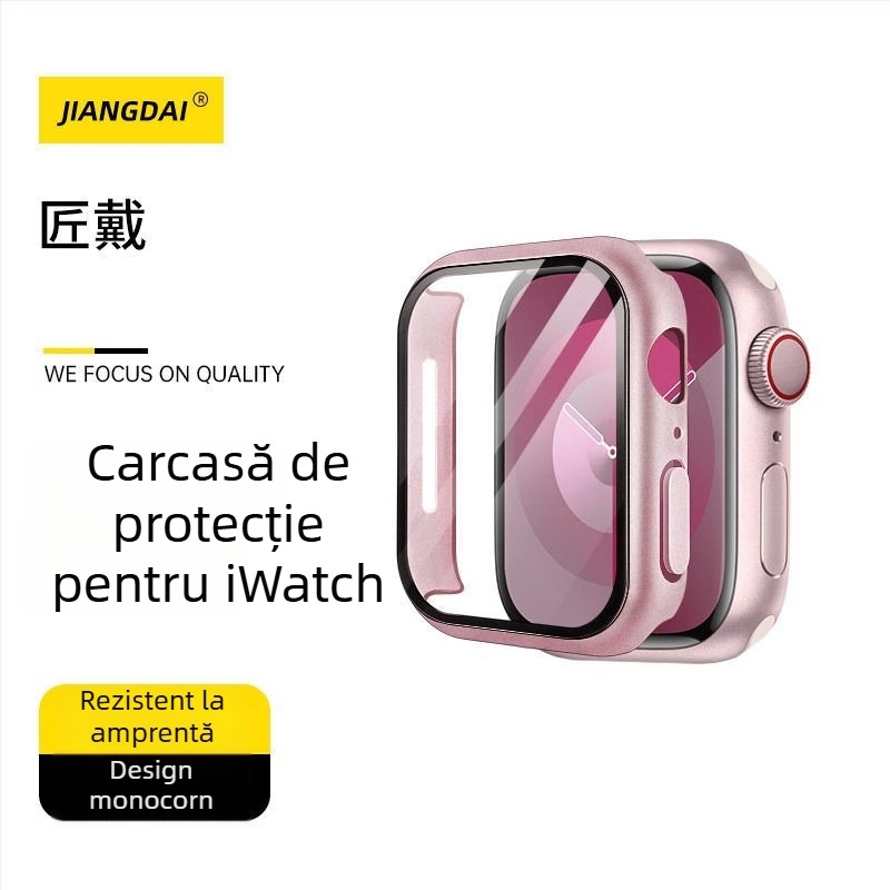 Husa de protecție pentru Apple Watch cu protecție a ecranului din sticlă securizată integrată și curea PC semi-învelită, compatibilă cu 49mm Ultra