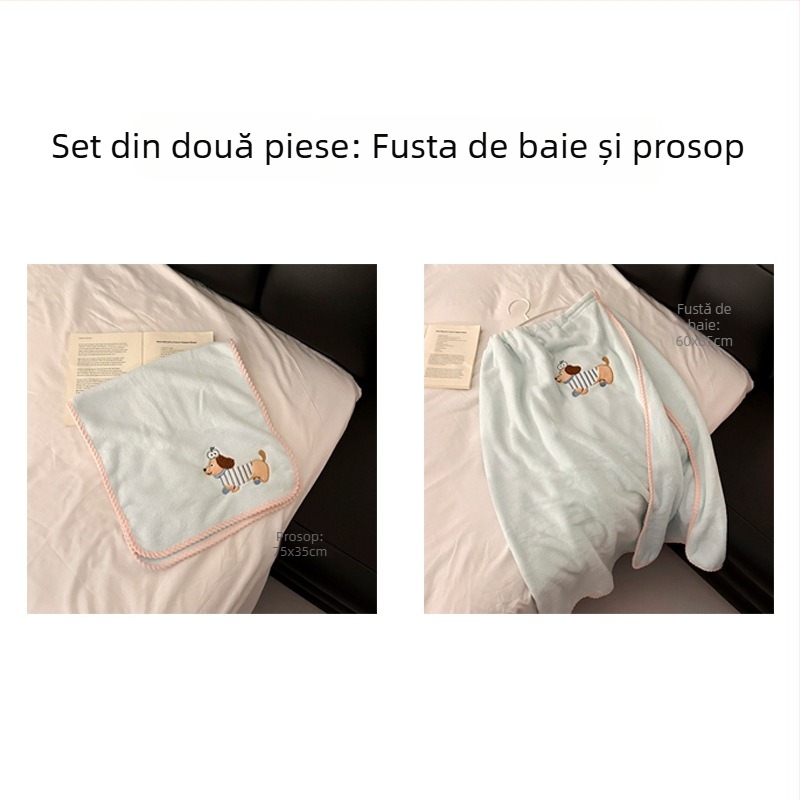 Set de trei prosoape de baie din microfibră, cu șapcă de uscare a părului, ușor sub 100 g fiecare, 150D Jacquard