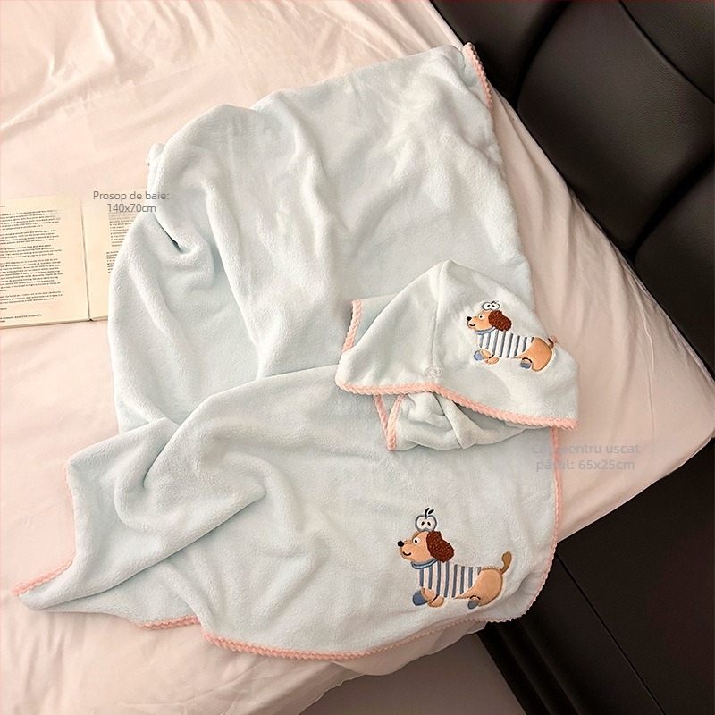 Set de trei prosoape de baie din microfibră, cu șapcă de uscare a părului, ușor sub 100 g fiecare, 150D Jacquard