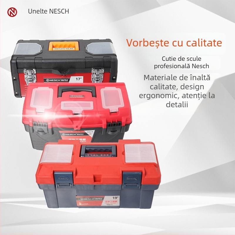 Cutie de scule din plastic – design cu două niveluri, pentru depozitarea uneltelor, ramă: plastic/fier, origine: Shandong