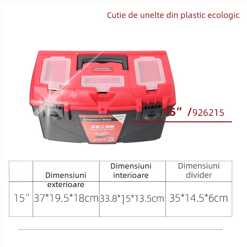 Cutie de scule din plastic – design cu două niveluri, pentru depozitarea uneltelor, ramă: plastic/fier, origine: Shandong