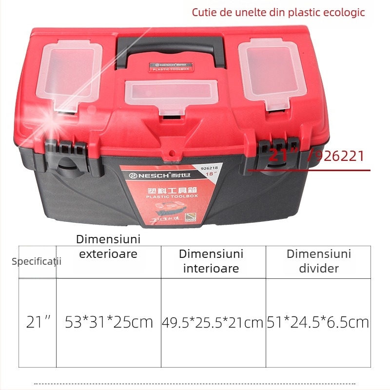 Cutie de scule din plastic – design cu două niveluri, pentru depozitarea uneltelor, ramă: plastic/fier, origine: Shandong