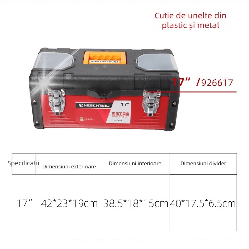 Cutie de scule din plastic – design cu două niveluri, pentru depozitarea uneltelor, ramă: plastic/fier, origine: Shandong