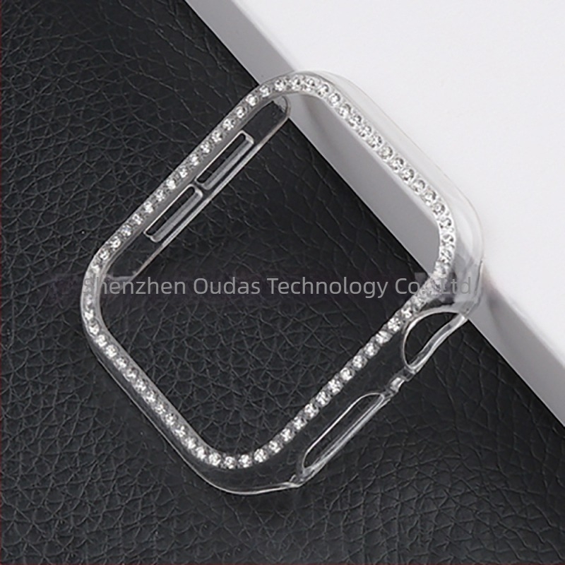 Carcasă de protecție pentru Apple Watch, compatibilă cu 9/8/7/SE, material PC, finisaj electroplatinat, model 65432PC