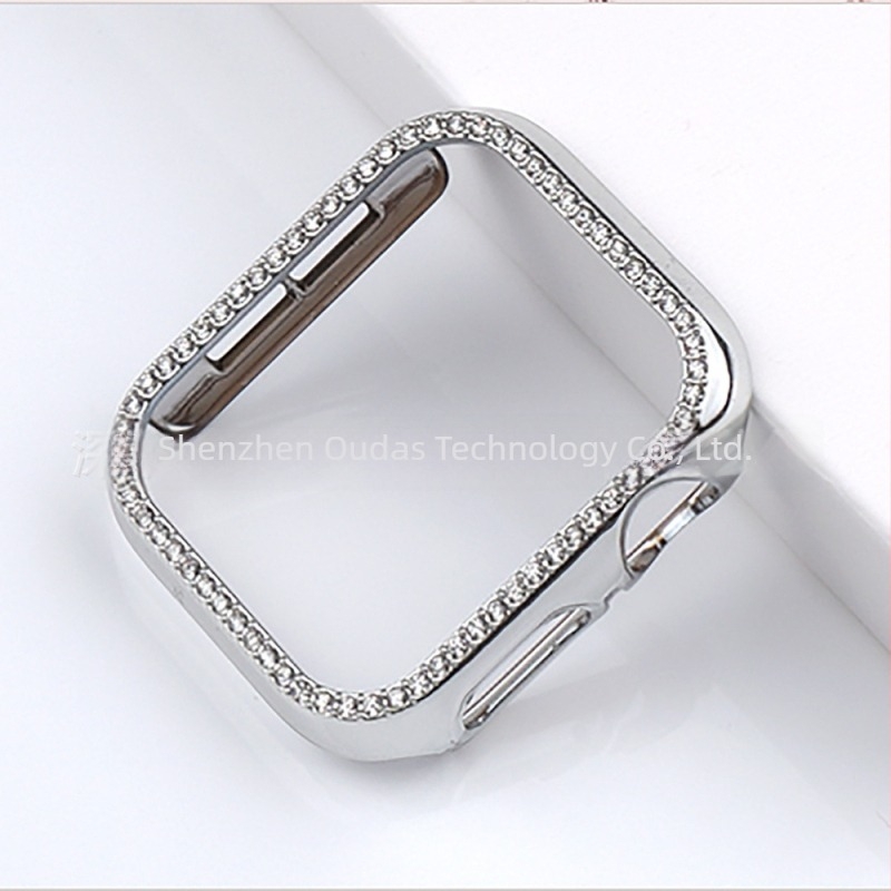 Carcasă de protecție pentru Apple Watch, compatibilă cu 9/8/7/SE, material PC, finisaj electroplatinat, model 65432PC