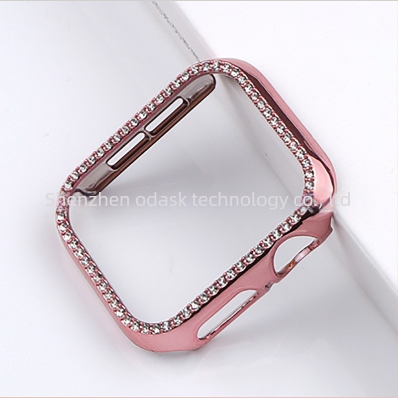 Carcasă de protecție pentru Apple Watch, compatibilă cu 9/8/7/SE, material PC, finisaj electroplatinat, model 65432PC