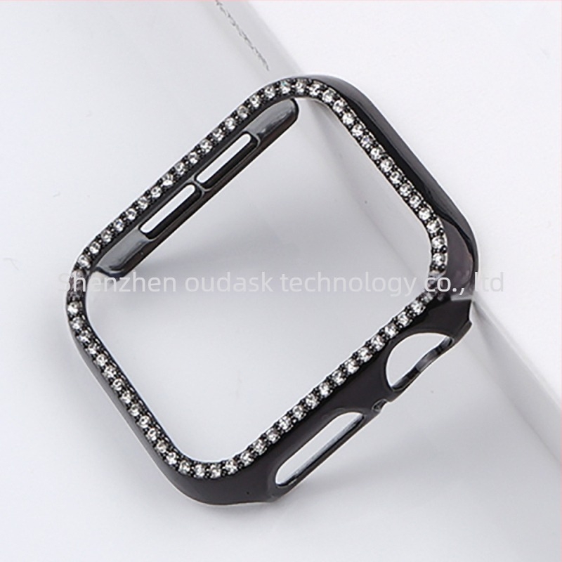 Carcasă de protecție pentru Apple Watch, compatibilă cu 9/8/7/SE, material PC, finisaj electroplatinat, model 65432PC