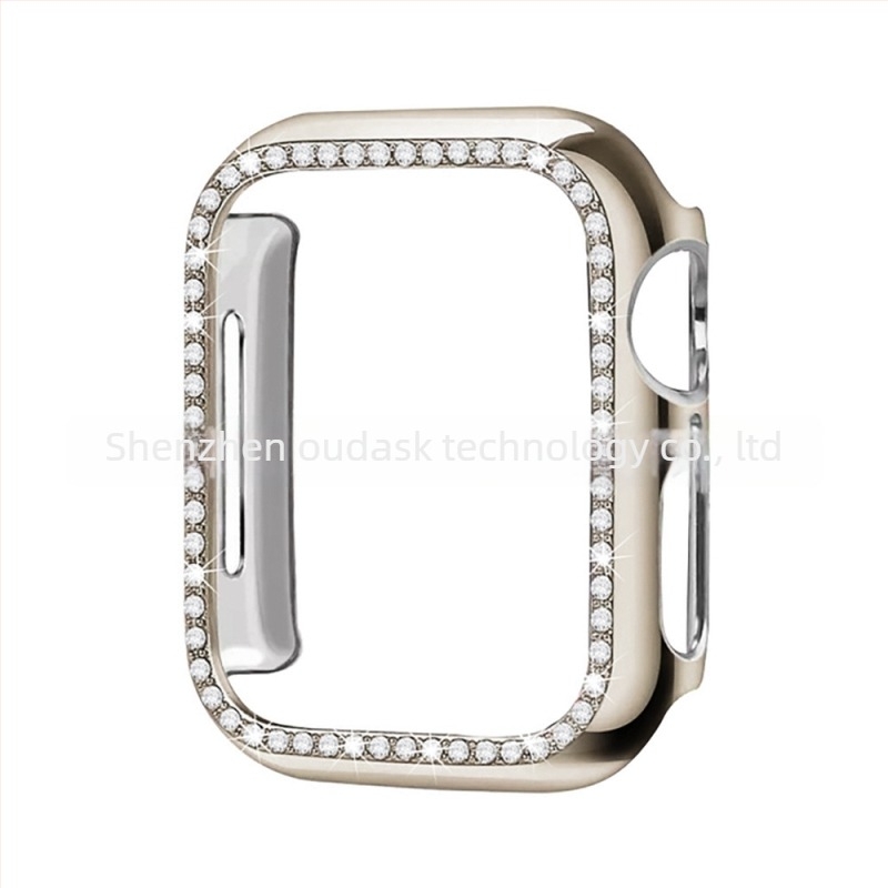 Carcasă de protecție pentru Apple Watch, compatibilă cu 9/8/7/SE, material PC, finisaj electroplatinat, model 65432PC