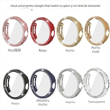 Carcasă de protecție Pixel Watch 1/2 Gen – design gol cu o singură rând de diamante, material PC