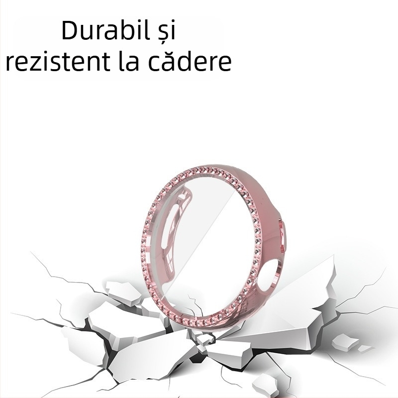 Carcasă de protecție Pixel Watch 1/2 Gen – design gol cu o singură rând de diamante, material PC