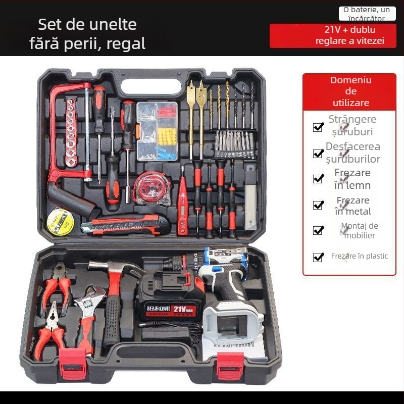 Set de unelte pentru casă – peste 100 piese, unelte de demontare, pentru reparații și instalații la domiciliu