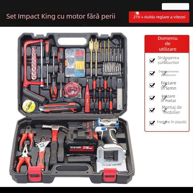 Set de unelte pentru casă – peste 100 piese, unelte de demontare, pentru reparații și instalații la domiciliu