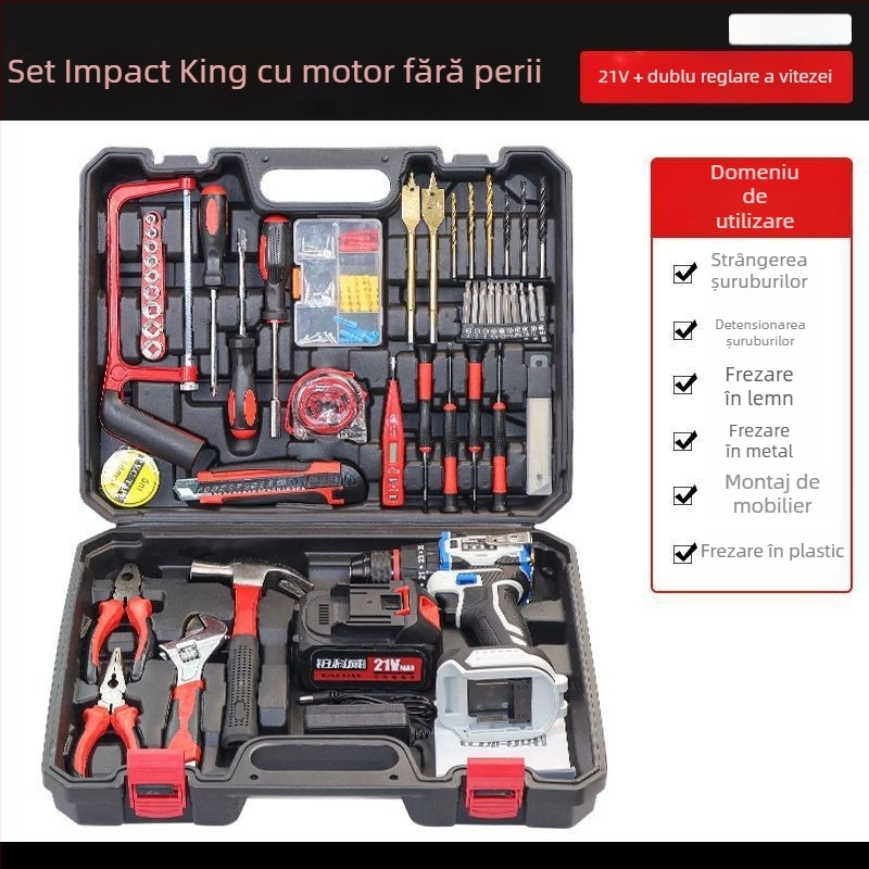 Set de unelte pentru casă – peste 100 piese, unelte de demontare, pentru reparații și instalații la domiciliu