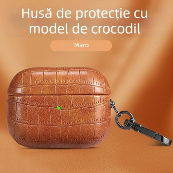 Carcasă AirPods Pro 2 – Material TPU, Textură crocodil în relief, Protecție totală pentru AirPods Pro 2