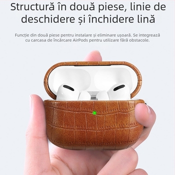 Carcasă AirPods Pro 2 – Material TPU, Textură crocodil în relief, Protecție totală pentru AirPods Pro 2
