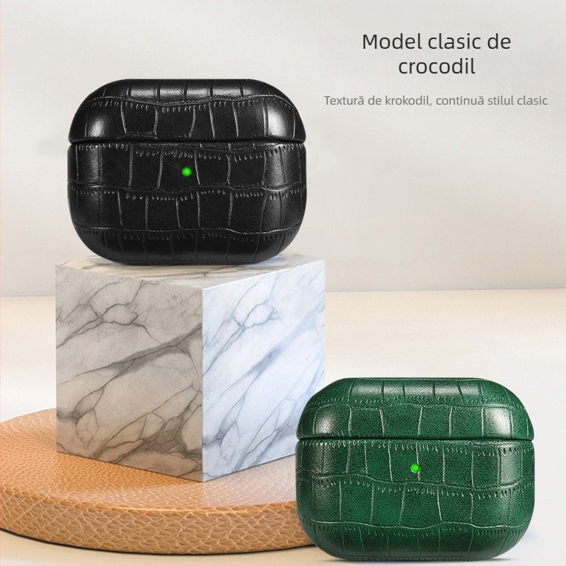 Carcasă AirPods Pro 2 – Material TPU, Textură crocodil în relief, Protecție totală pentru AirPods Pro 2