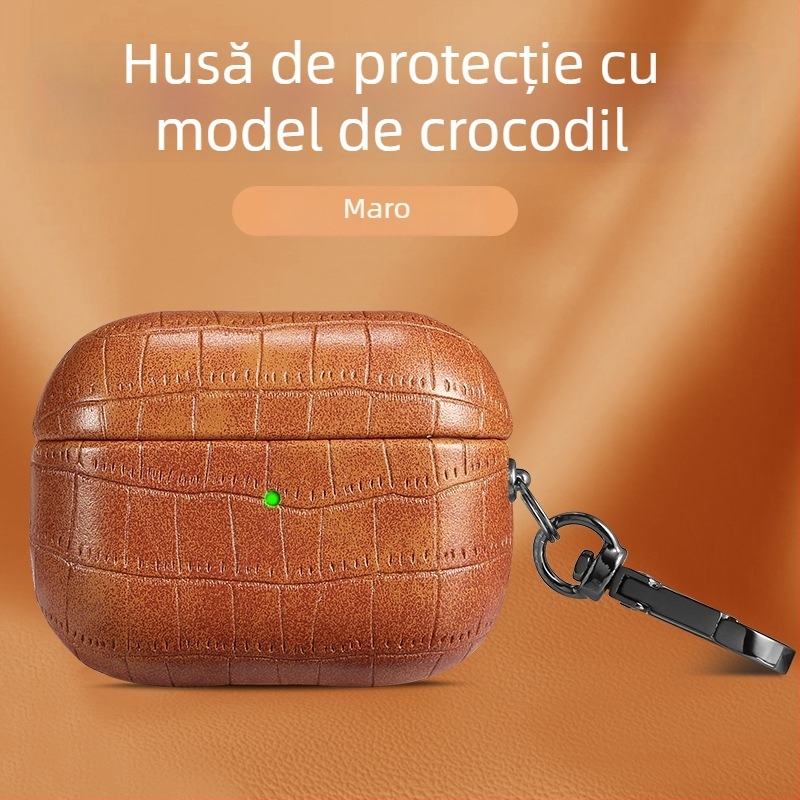 Carcasă AirPods Pro 2 – Material TPU, Textură crocodil în relief, Protecție totală pentru AirPods Pro 2