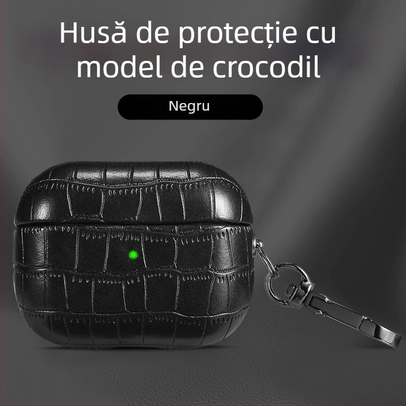 Carcasă AirPods Pro 2 – Material TPU, Textură crocodil în relief, Protecție totală pentru AirPods Pro 2