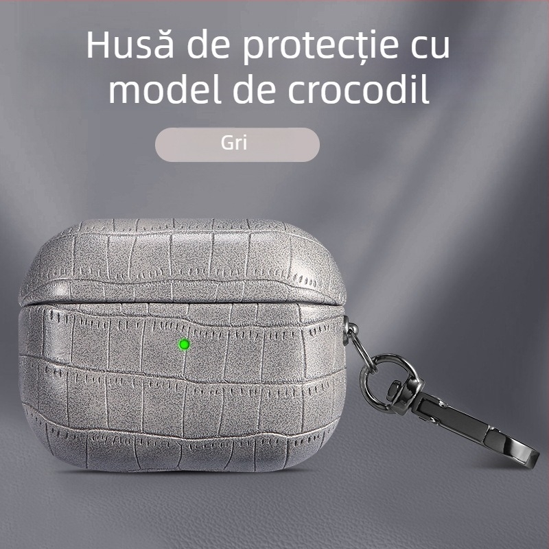 Carcasă AirPods Pro 2 – Material TPU, Textură crocodil în relief, Protecție totală pentru AirPods Pro 2