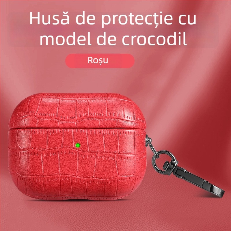 Carcasă AirPods Pro 2 – Material TPU, Textură crocodil în relief, Protecție totală pentru AirPods Pro 2