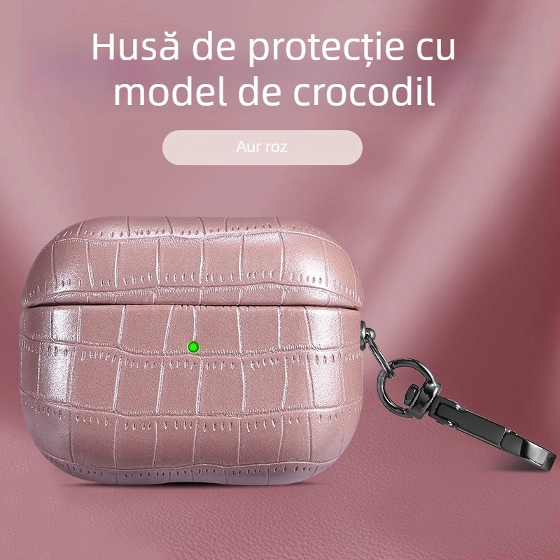 Carcasă AirPods Pro 2 – Material TPU, Textură crocodil în relief, Protecție totală pentru AirPods Pro 2