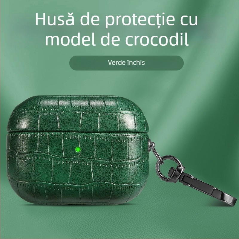 Carcasă AirPods Pro 2 – Material TPU, Textură crocodil în relief, Protecție totală pentru AirPods Pro 2