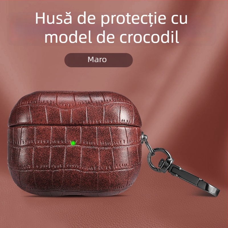 Carcasă AirPods Pro 2 – Material TPU, Textură crocodil în relief, Protecție totală pentru AirPods Pro 2