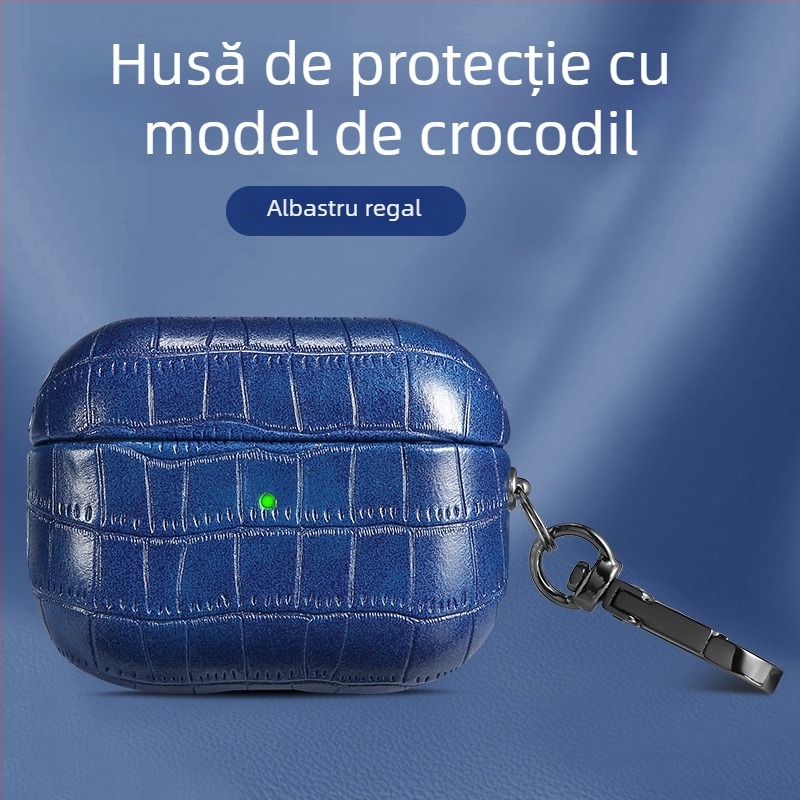 Carcasă AirPods Pro 2 – Material TPU, Textură crocodil în relief, Protecție totală pentru AirPods Pro 2