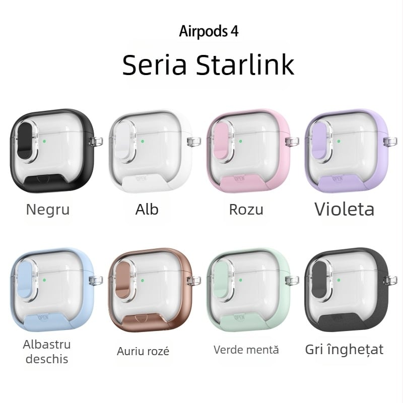 Carcasă de protecție AirPods 4 - carcasă integrală, textură mată, fabricație manuală, material TPE, compatibil cu Apple