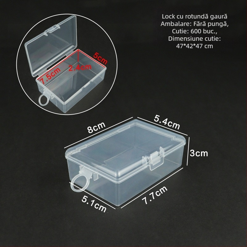 Cutie de depozitare din plastic cu închidere – PP, organizator portabil pentru bijuterii și piese mici