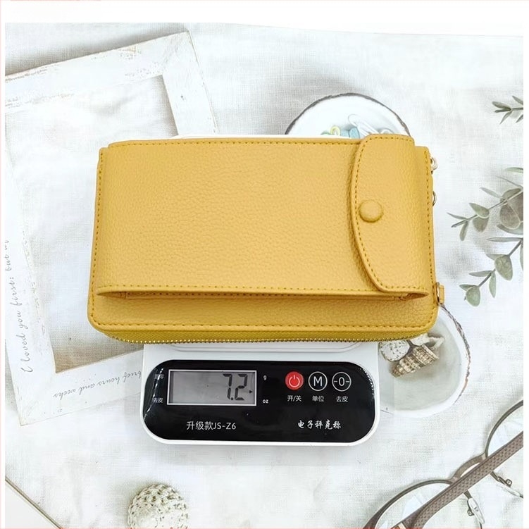 Geantă pentru telefon pentru femei din PU leather, curea crossbody - capacitate mare, formă vertical pătrată, deschidere cu capac, interior cu fermoar