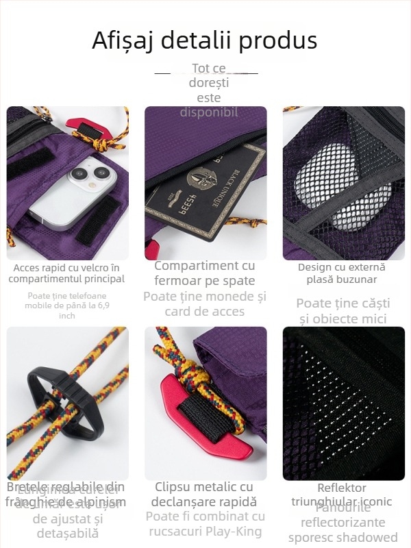 Geantă pentru telefon din nylon, unisex — formă pătrată verticală, deschidere cu capac, căptușeală nylon, vară 2025, stil City-Fun