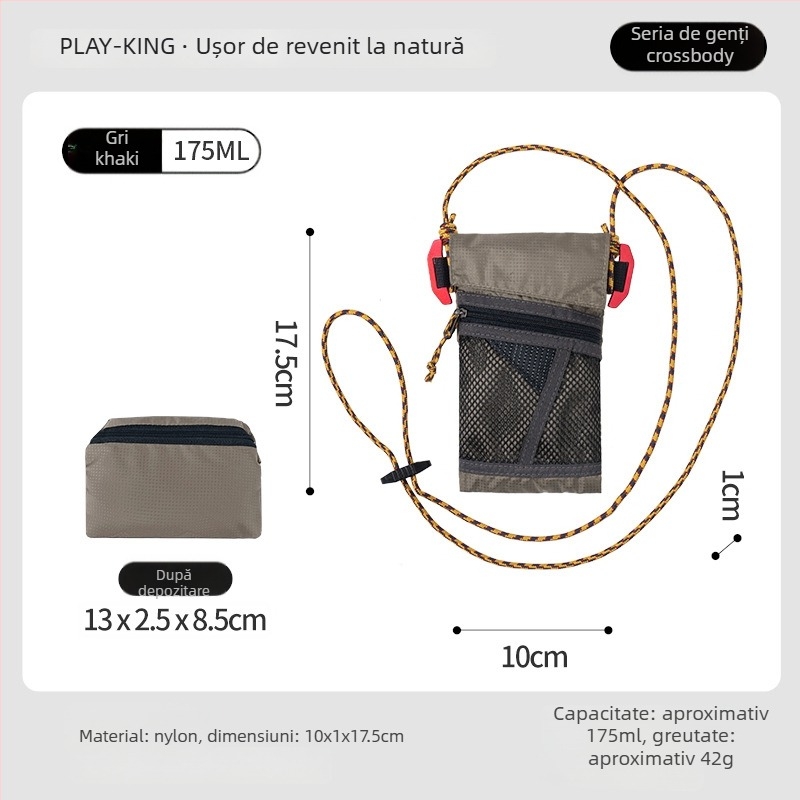 Geantă pentru telefon din nylon, unisex — formă pătrată verticală, deschidere cu capac, căptușeală nylon, vară 2025, stil City-Fun