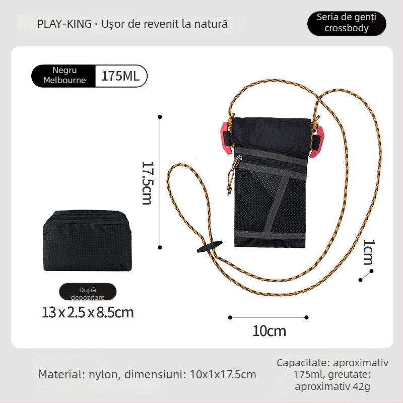 Geantă pentru telefon din nylon, unisex — formă pătrată verticală, deschidere cu capac, căptușeală nylon, vară 2025, stil City-Fun