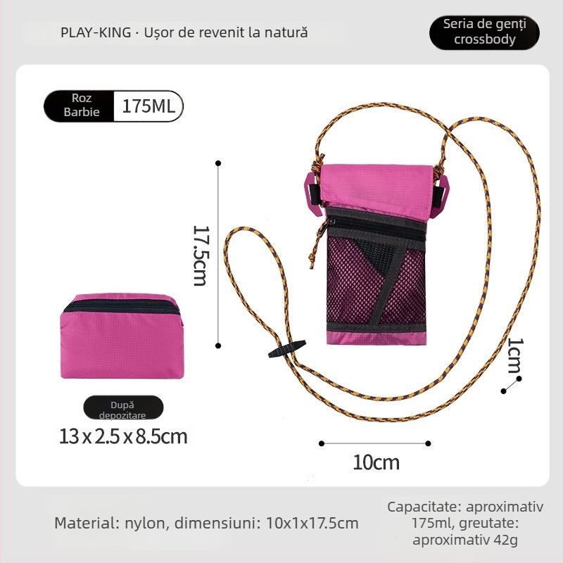 Geantă pentru telefon din nylon, unisex — formă pătrată verticală, deschidere cu capac, căptușeală nylon, vară 2025, stil City-Fun